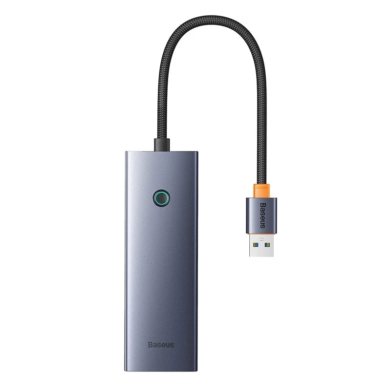 Hub Baseus UltraJoy Series Lite 4-Port (USB to USB 3.0*3+RJ45*1+USB-C 5V) (gray) - Product Image 1
