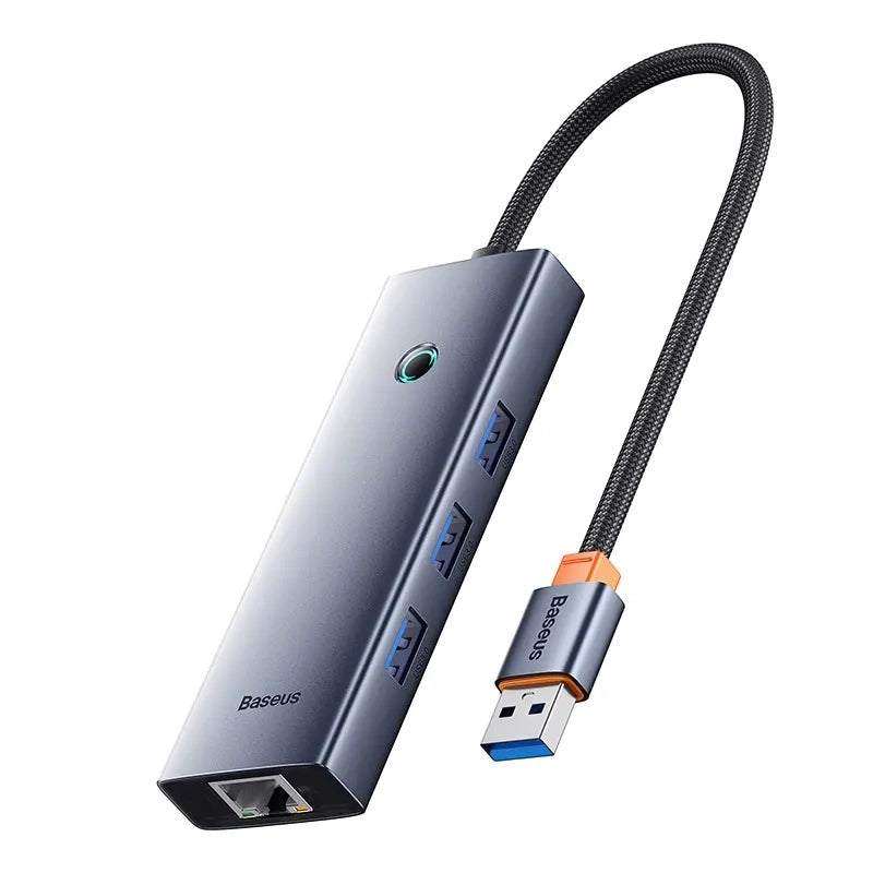 Hub Baseus UltraJoy Series Lite 4-Port (USB to USB 3.0*3+RJ45*1+USB-C 5V) (gray) - Product Image 2