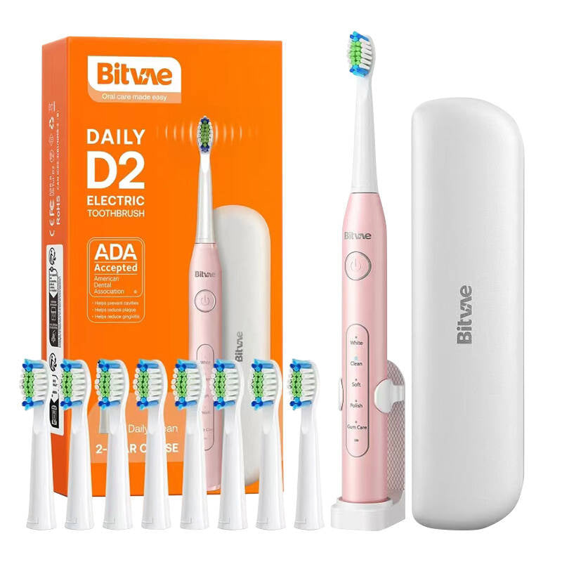Sonic toothbrush with tips set, holder and case D2 (pink) - Product Image 1