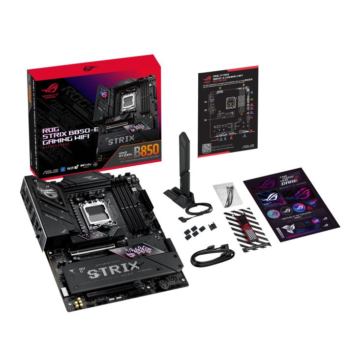 Mainboard ASUS AMD B850 SAM5 ATX Memory DDR5 Memory slots 4 1xPCI-Express 4.0 16x 1xPCI-Express 5.0 16x 5xM.2 1xHDMI 1xDisplayPort 6xUSB 2.0 6xUSB 3.0 3xUSB-C 1xOptical S/PDIF 1xRJ45 2xAudio port STRIXB850-EGAMINGWIFI