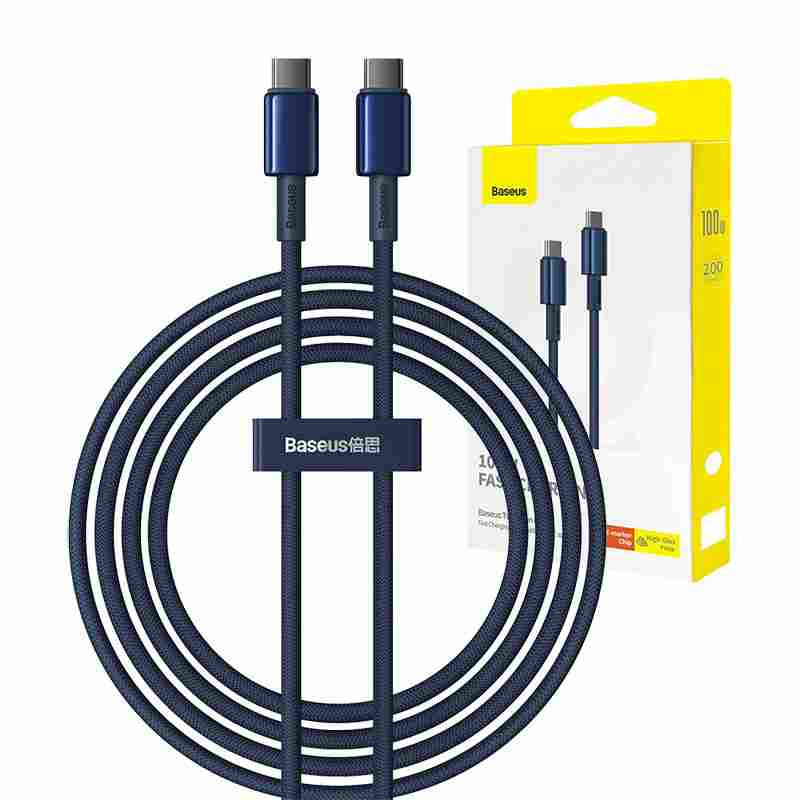 Cable USB-C do USB-C Baseus Tungsten Gold, 100W, 2m (niebieski) - Product Image 16
