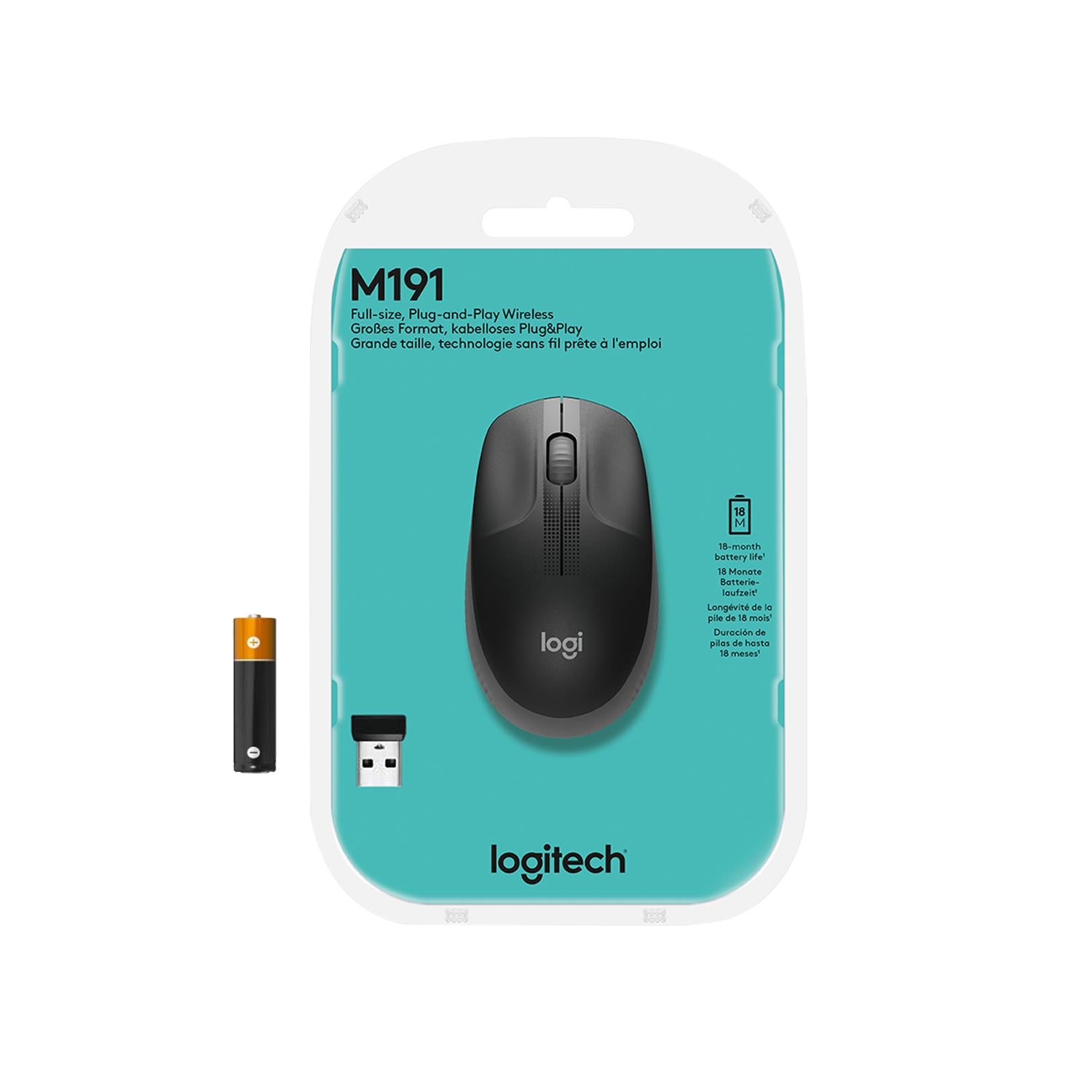 MOUSE USB OPTICAL WRL M190/GREY 910-005906 LOGITECH