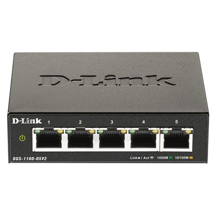 D-Link | Smart Managed Switch | DGS-1100-05V2/E | Managed L2 | Rackmountable | Gigabit Ethernet (copper) ports quantity