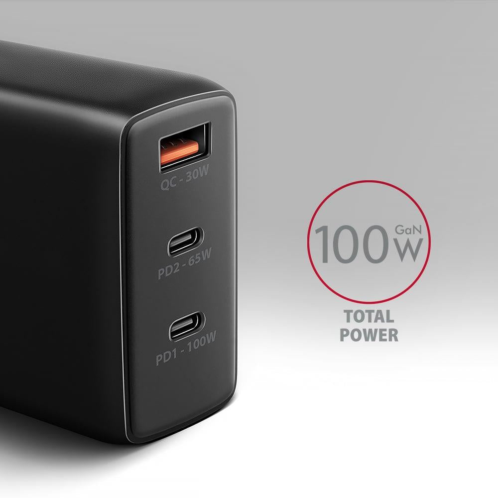 MOBILE CHARGER WALL USB 100W/GAN 3PORT ACU-DPQ100 AXAGON
