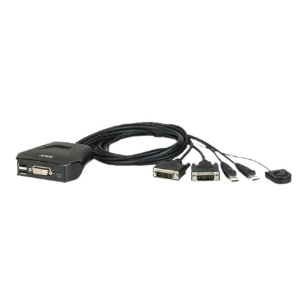 Aten 2-Port USB DVI Cable KVM Switch with Remote Port Selector | Aten | Remote Port Selector | 2-Port USB DVI Cable KVM