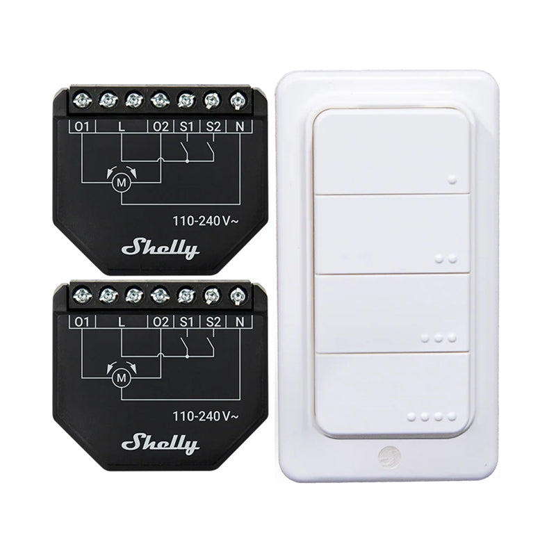 Set of 2 WiFi Shutter Controllers for Blinds/Curtains Shelly Shutter + BLU RC Button 4 - Image 1