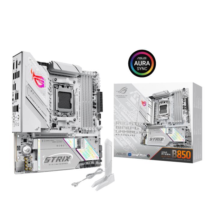 Mainboard ASUS AMD B850 SAM5 Micro-ATX Memory DDR5 Memory slots 4 1xPCI-Express 5.0 16x 4xM.2 1xHDMI 1xDisplayPort 2xUSB 2.0 4xUSB 3.2 4xUSB-C 1xOptical S/PDIF 1xRJ45 2xAudio port STRIXB850-GGAMINGWIFI