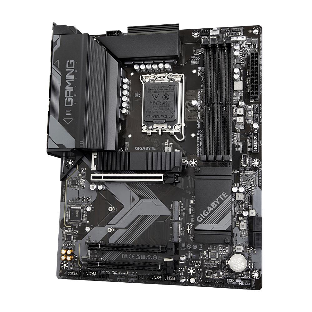 Mainboard GIGABYTE Intel B760 Express LGA1700 ATX Memory DDR5 Memory slots 4 2xPCI-Express 3.0 16x 1xPCI-Express 4.0 16x 3xM.2 1xHDMI 1xDisplayPort 5xUSB 2.0 2xUSB 3.2 1xUSB-C 1xRJ45 6xAudio port B760GAMINGX