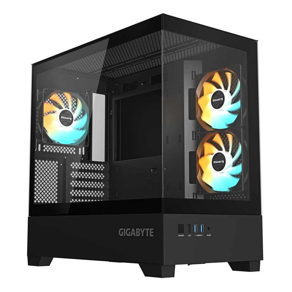 Case GIGABYTE C201 PANORAMIC MidiTower Case product features Rackmountable/Removeable HDD basket/Transparent panel Not included MicroATX MiniITX Colour Black GB-C201P
