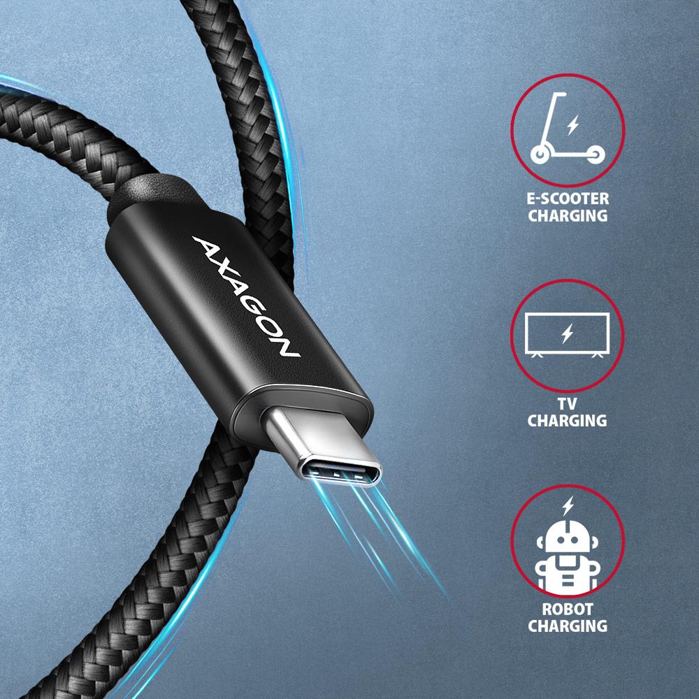 CABLE USB-C TO USB-C 1M 240W/BRAID BLK BUCM2-CM10AB AXAGON