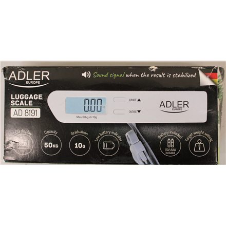 SALE OUT. Adler Travel Luggage Scale | AD 8191 | Maximum weight (capacity) 50 kg | Accuracy 10 g | Grey | DAMAGED PACKAG