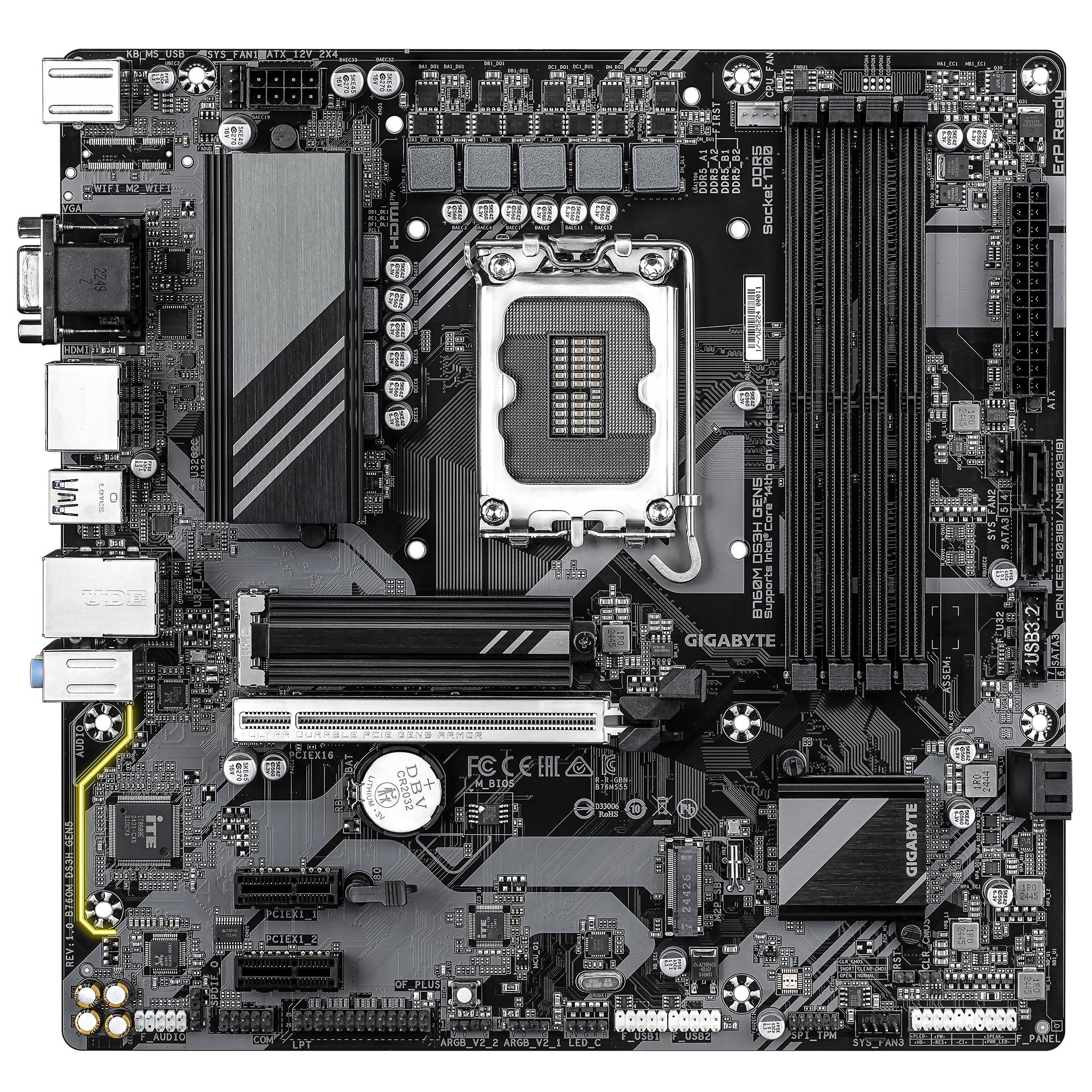 Mainboard GIGABYTE Intel B760 Express LGA1700 Micro-ATX Memory DDR5 Memory slots 4 B760MDS3HGEN5