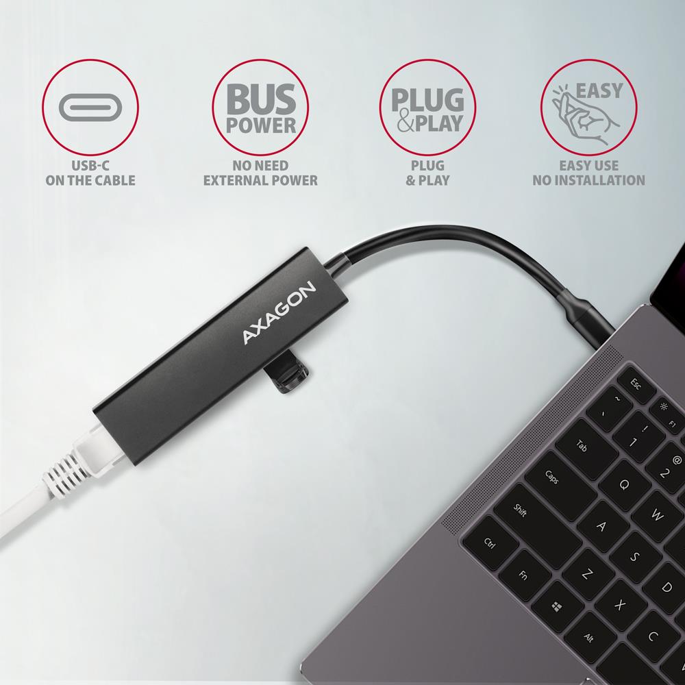 I/O HUB USB-C 4PORT GLAN/0.2M HMC-GL3A AXAGON