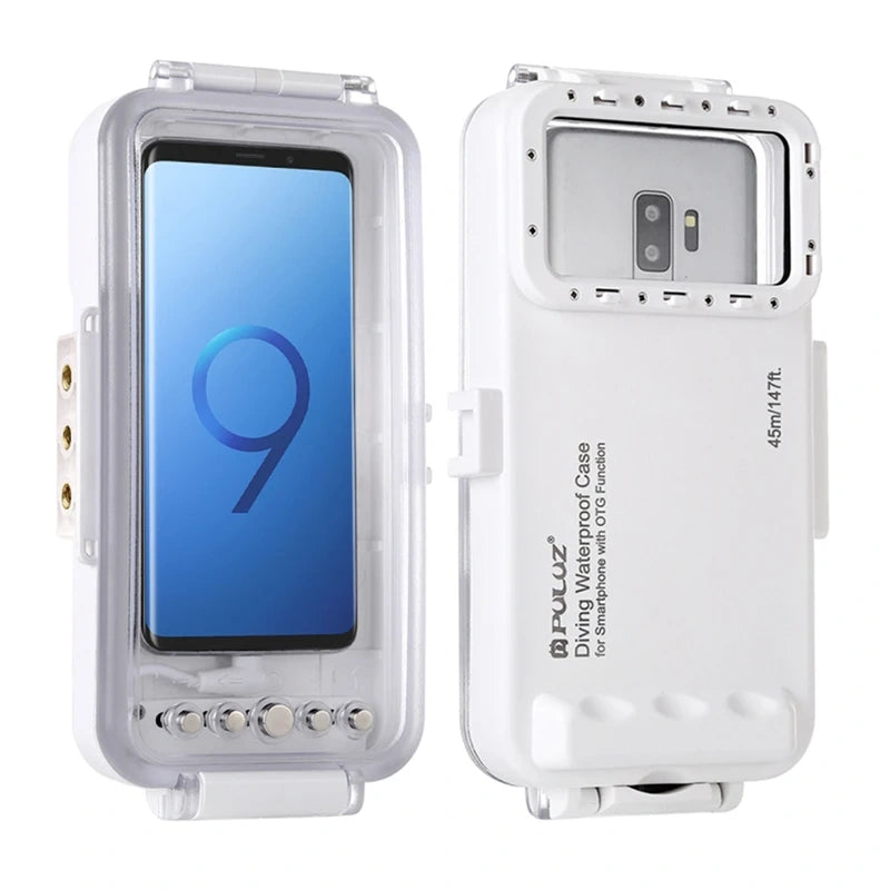 Puluz Waterproof Case (45m) for USB-C Smartphones for Underwater Photos and Videos (White) - Image 1