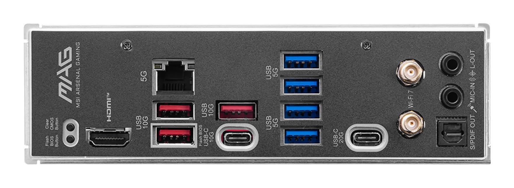 Mainboard MSI AMD B850 SAM5 Micro-ATX Memory DDR5 Memory slots 4 1xPCI-Express 4.0 4x 1xPCI-Express 4.0 8x 1xPCI-Express 4.0 16x 1xPCI-Express 5.0 16x 3xM.2 1xHDMI 3xUSB 2.0 4xUSB 3.2 2xUSB-C 1xOptical S/PDIF 1xRJ45 2xAudio port MAGB850MMORTARWIFI