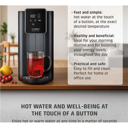 Caso | Turbo Hot Water Dispenser | HW 616 | Water Dispenser | 2600 W | 2.5 L | Plastic/Stainless Steel | Black/Stainless