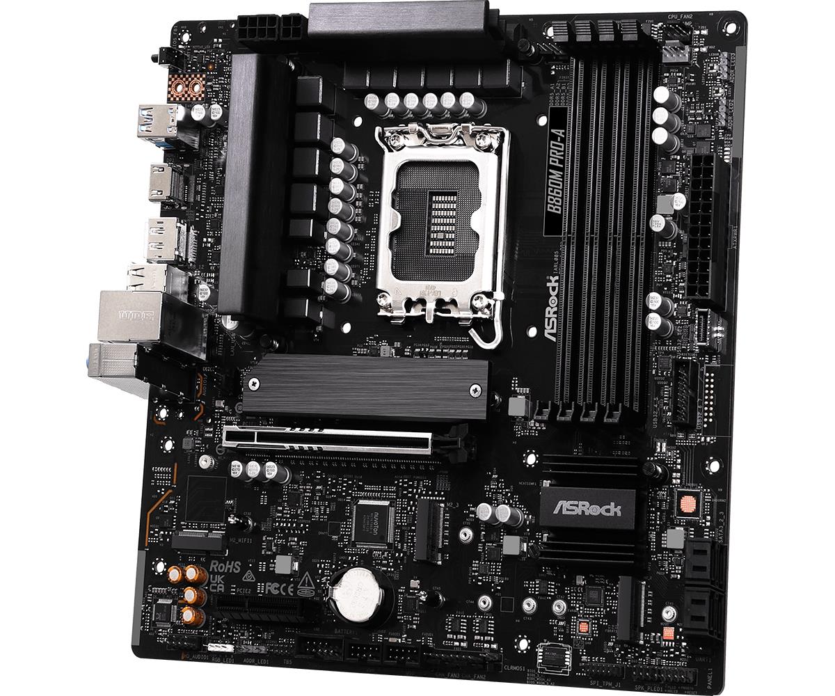 Mainboard ASROCK Intel B860 LGA 1851 (Socket V1) micro ATX RAM DDR5-SDRAM 4xSlots 3xNumber of M.2 (M) slots B860MPRO-A