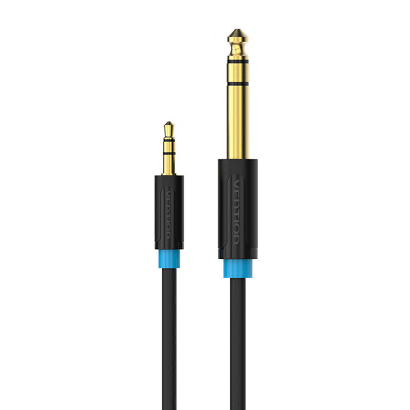 Audio Cable TRS 3.5mm to 6.35mm Vention BABBG 1,5m, Black - Image 1