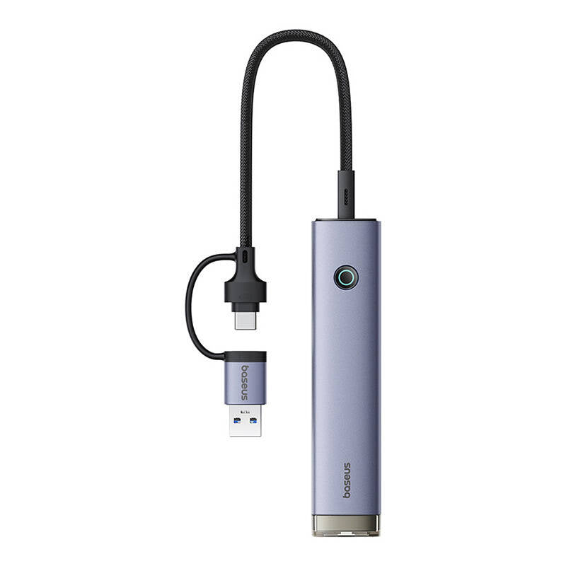 Hub 4in1 Baseus UltraJoy USB-A&USB-C to 3xUSB3.0+USB-C+RJ45 (grey) - Product Image 1