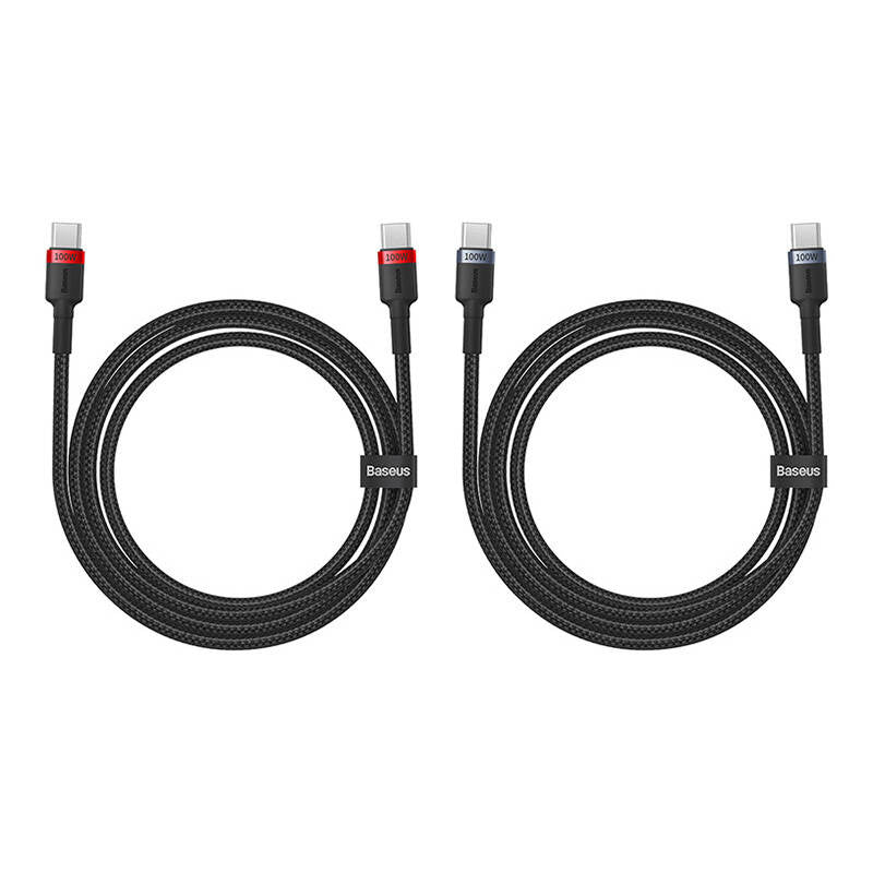 Cable Baseus Cafule USB-C to USB-C 100W,1m, 2psc (Red Black, Grey Black) - Product Image 5
