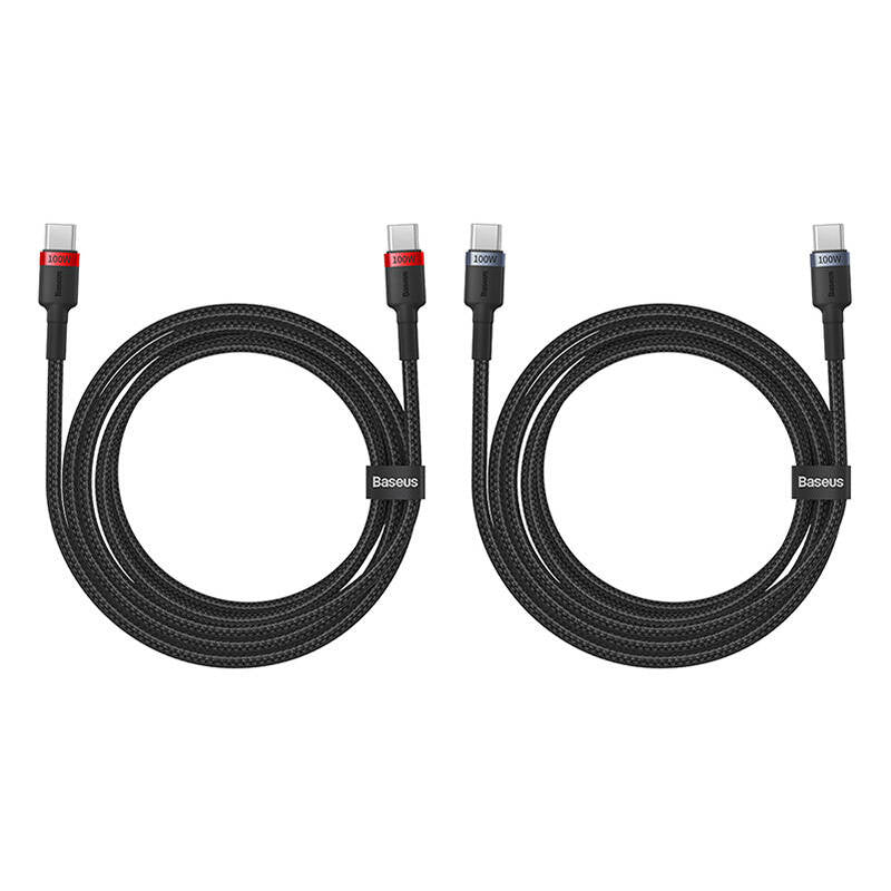 Cable Baseus Cafule USB-C to USB-C 100W,2m, 2psc (Red Black, Grey Black) - Product Image 5