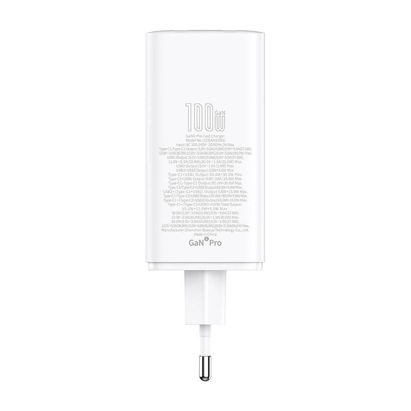 Wall charger Baseus GaN6 Pro 2xUSB-C + 2xUSB, 100W (white) - Product Image 5