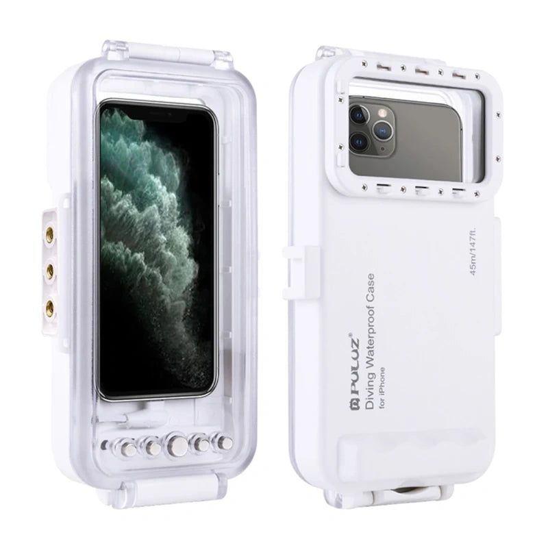 Puluz Waterproof Case (45m) for iPhone: For Underwater Photos and Videos (White) - Image 1