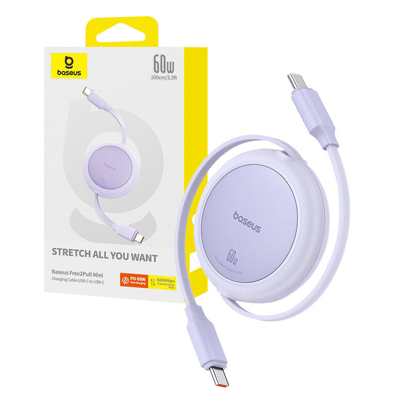 Baseus Free2Pull Mini USB-C to USB-C 60W USB cable, 1m (purple) - Product Image 9