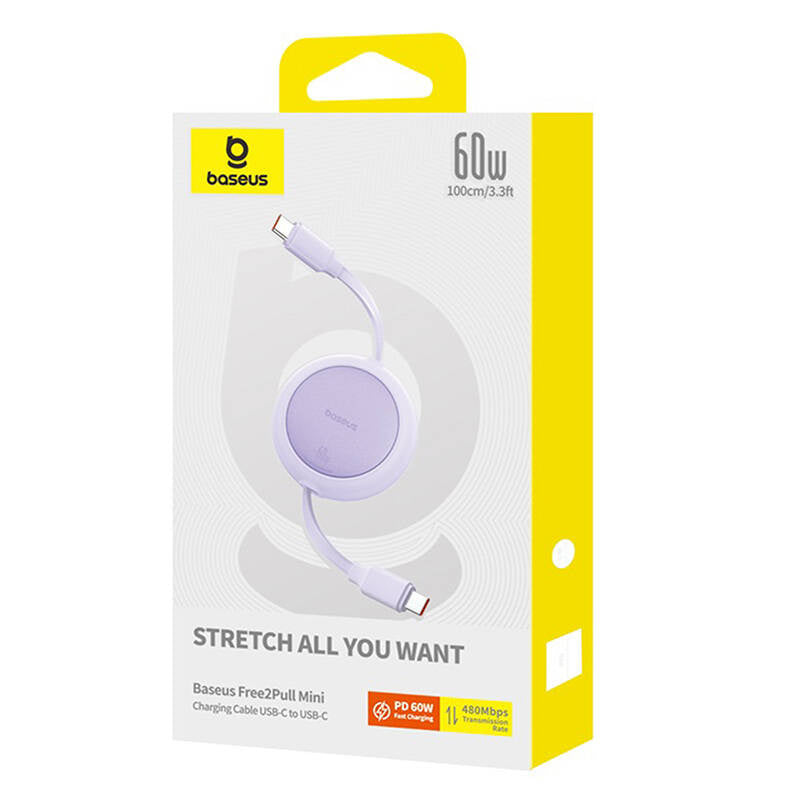 Baseus Free2Pull Mini USB-C to USB-C 60W USB cable, 1m (purple) - Product Image 7