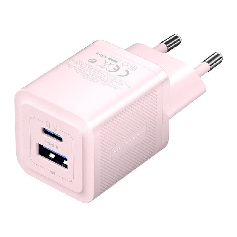 Wall charger, Vention, FEQP0-EU, USB-C + USB- A, 30W/30W, GaN (pink)