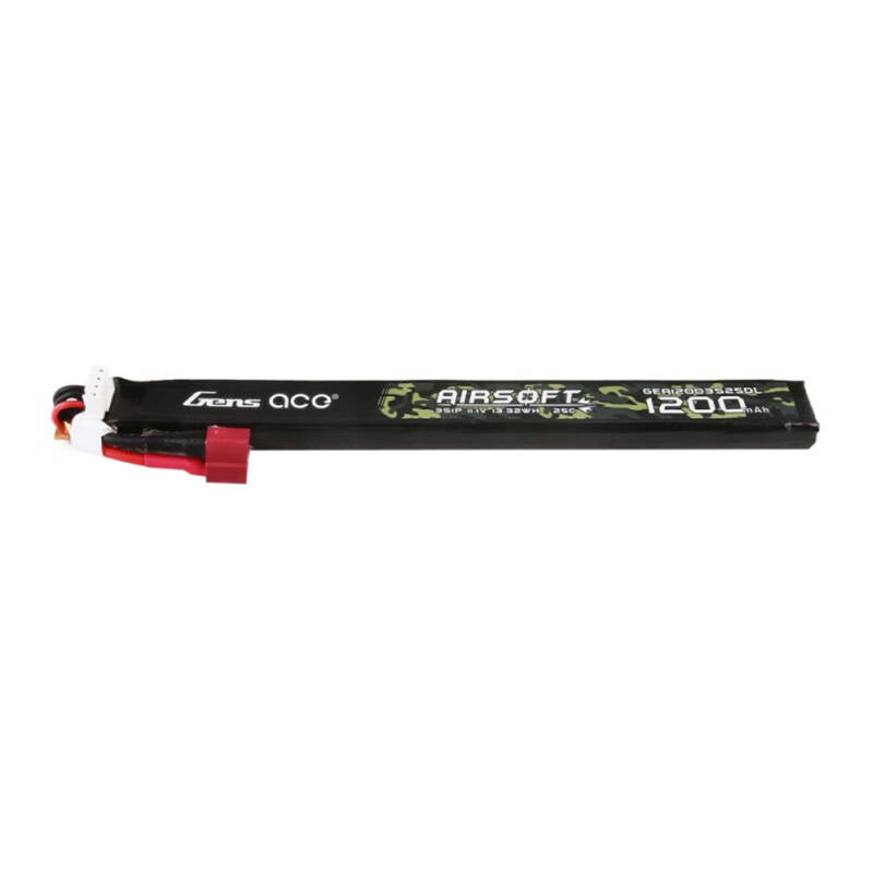 Gens Ace 25C 1200 mAh 3S1P 11,1 V Airsoft Gun Lipo-Akku mit T-Stecker, lange Größe