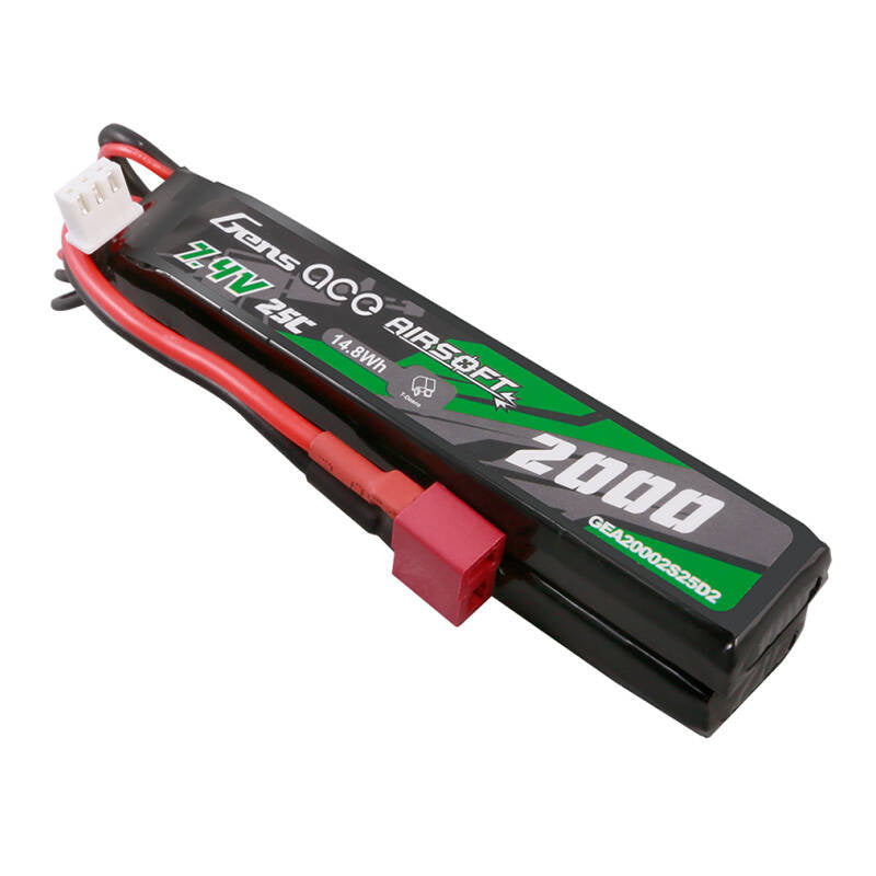 Gens Ace 25C 2000mAh 2S2P 7,4V Sattel Airsoft Gun Lipo Batterie mit Mini Deans(T) Stecker