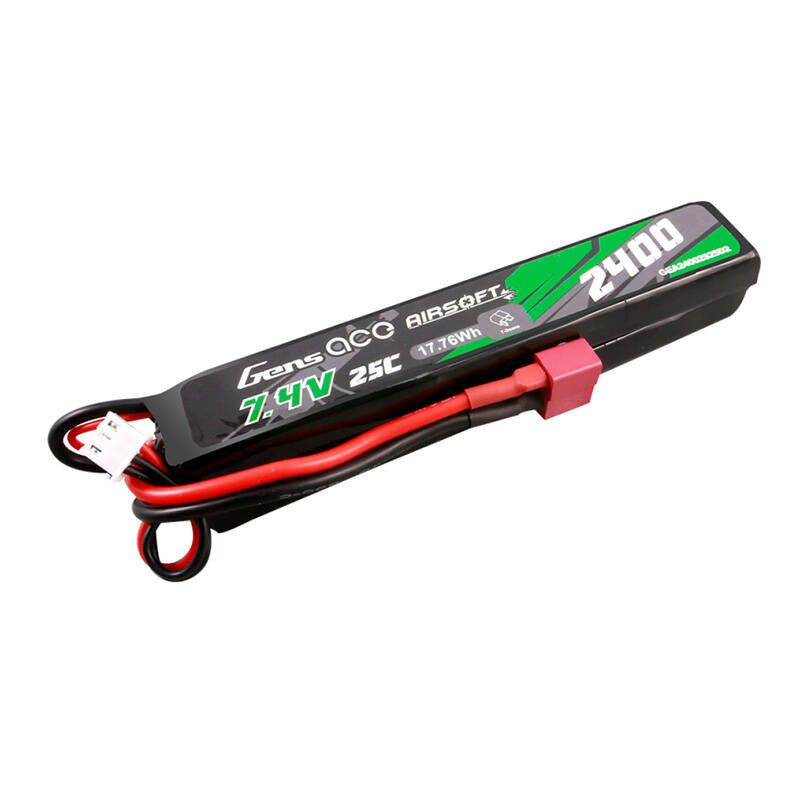 Gens ace 25C 2400mAh 2S2P 7,4V Sattel Airsoft Gun Lipo Akku mit Mini Deans(T) Stecker