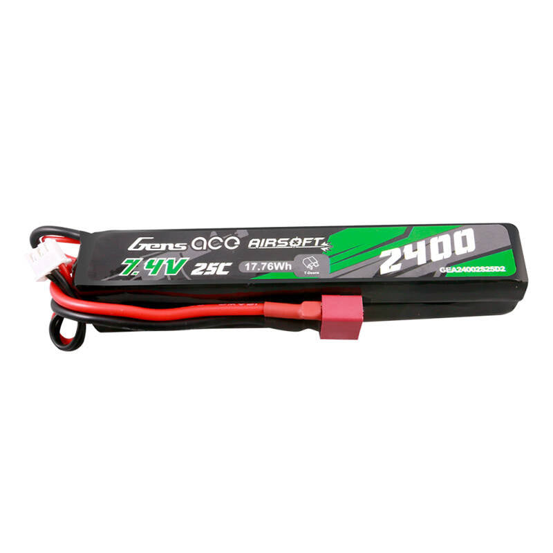 Gens ace 25C 2400mAh 2S2P 7,4V Sattel Airsoft Gun Lipo Akku mit Mini Deans(T) Stecker