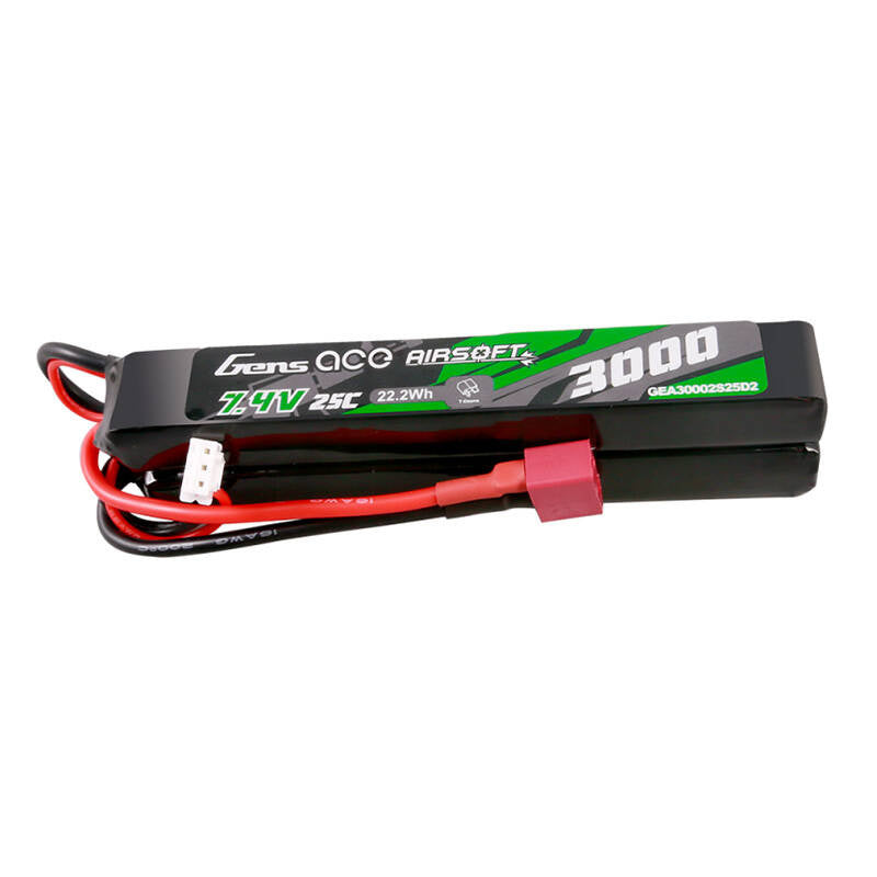 Gens ace 25C 3000mAh 2S2P 7,4V Sattel Airsoft Gun Lipo Batterie mit Mini Deans(T) Stecker