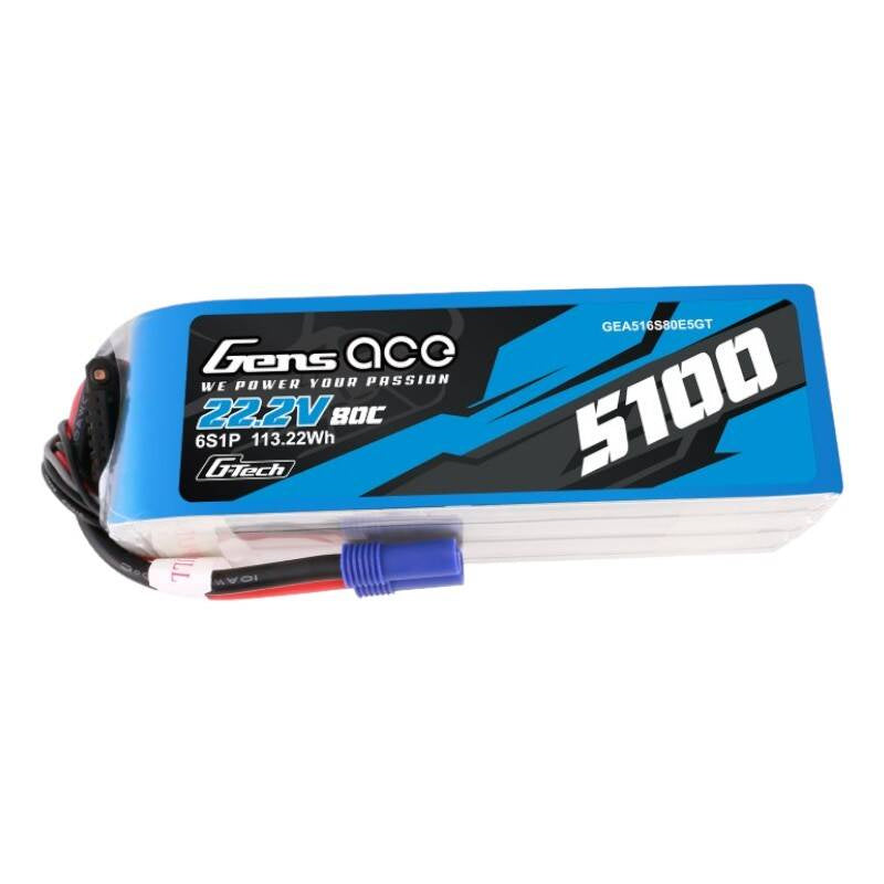 Gens ace G-Tech 5100mAh 80C 22,2V 6S1P Lipo-Akkupack mit EC5-Stecker