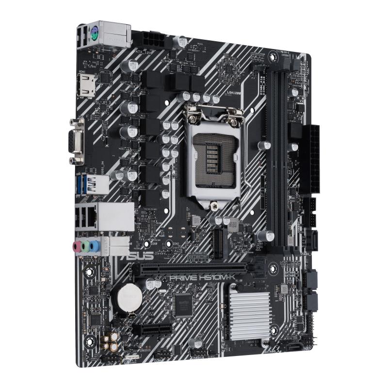 Mainboard ASUS Intel H510 LGA1200 MicroATX 1xPCI-Express 3.0 1x 1xPCI-Express 4.0 16x 1xM.2 Memory DDR4 Memory slots 2 1x15pin D-sub 1xHDMI 2xAudio-In 1xAudio-Out 4xUSB 2.0 2xUSB 3.2 1xPS/2 1xRJ45 PRIMEH510M-K