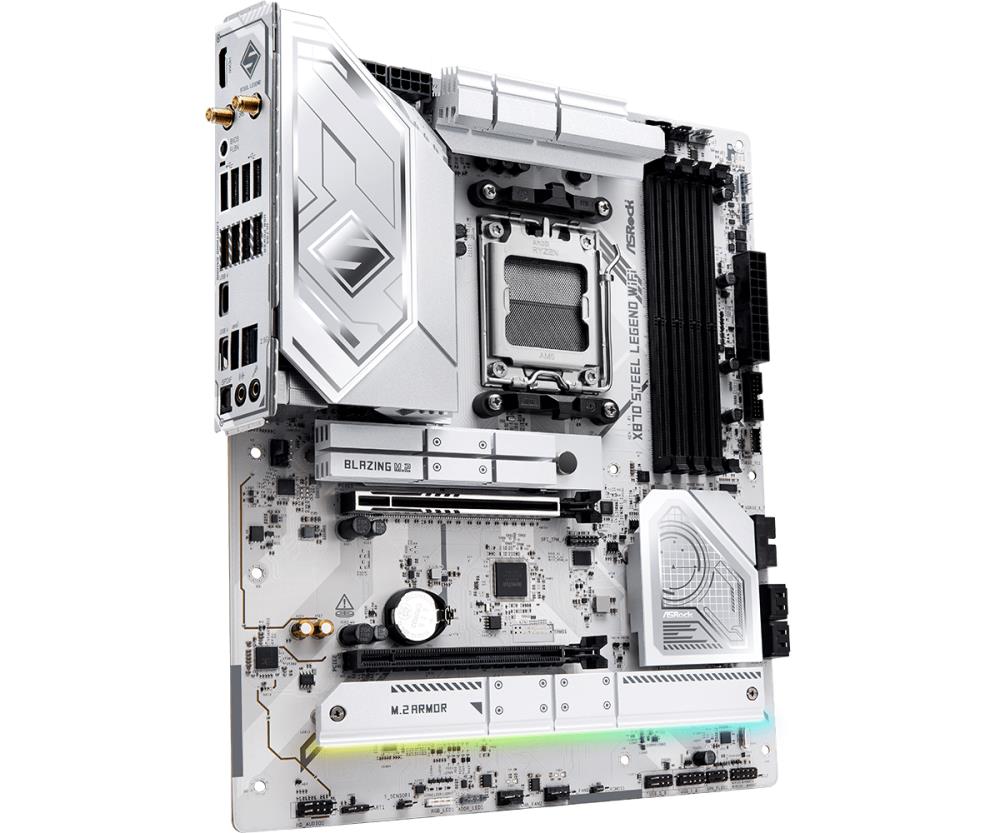 Mainboard ASROCK AMD X870 SAM5 ATX Memory DDR5 Memory slots 4 1xPCI-Express 4.0 16x 1xPCI-Express 5.0 16x 4xM.2 1xHDMI 4xUSB 2.0 5xUSB 3.2 2xUSB-C 1xOptical S/PDIF 1xRJ45 2xAudio port X870STEELLEGENDWIFI