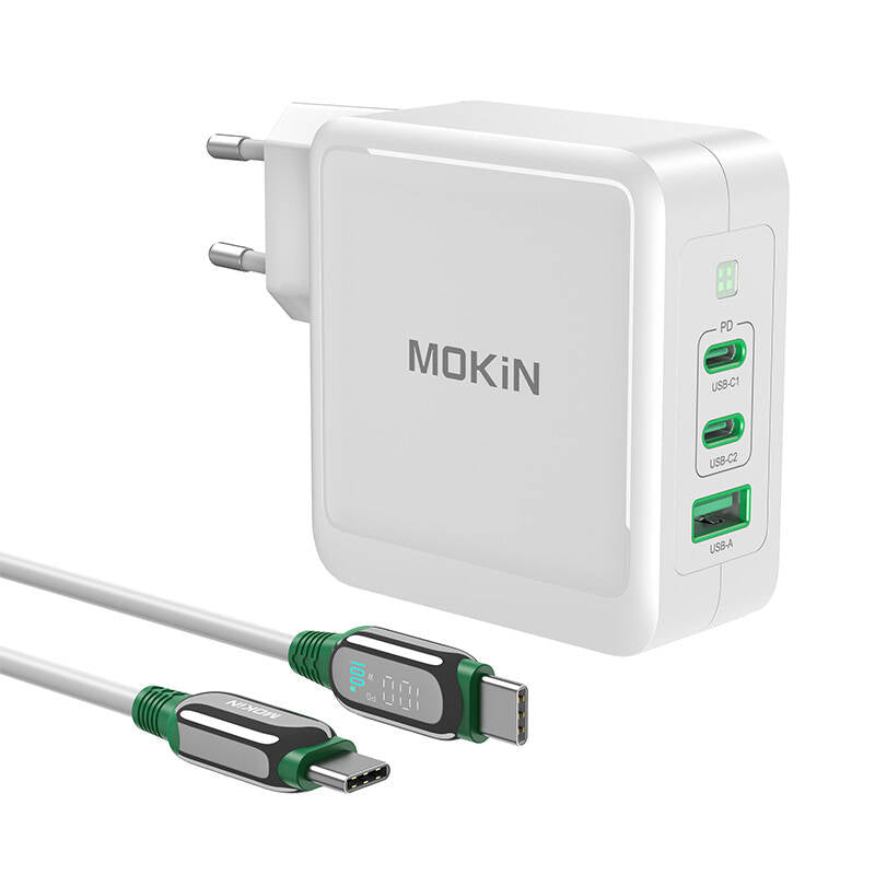 Charger MOKiN PD140W 2C1A GaN 2xUSB-C 1xUSB-A (black) - Image 1
