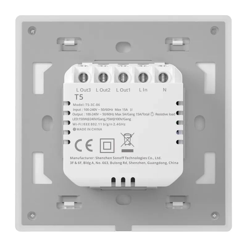Smart WiFi Touch Wall Switch Sonoff TX T5 3C (3-channel) - Product Image 4