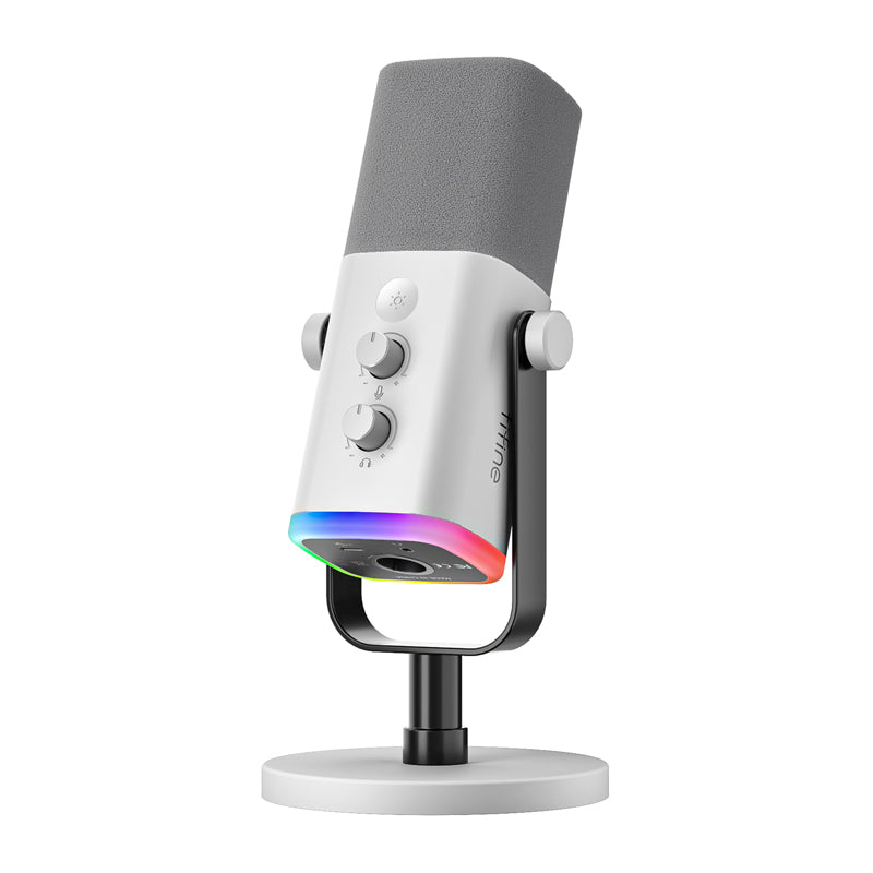 Fifine AM8W dynamic microphone with stand (white) - Image 1