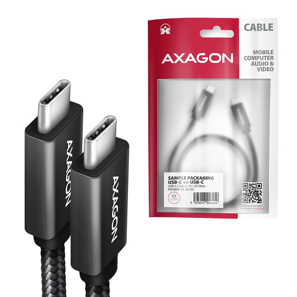 CABLE USB-C TO USB-C 1.5M 100W/BLACK BUCM32-CM15AB AXAGON