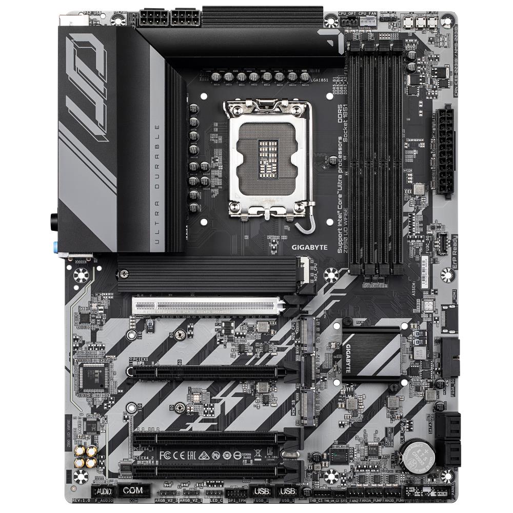 Mainboard GIGABYTE Intel Z890 LGA1851 ATX Memory DDR5 Memory slots 4 1xPCI-Express 4.0 1x 2xPCI-Express 4.0 4x 1xPCI-Express 5.0 16x 3xM.2 1xDisplayPort 4xUSB 2.0 5xUSB 3.2 1xUSB-C 1xPS/2 1xRJ45 3xAudio port Z890UDWIFI6E
