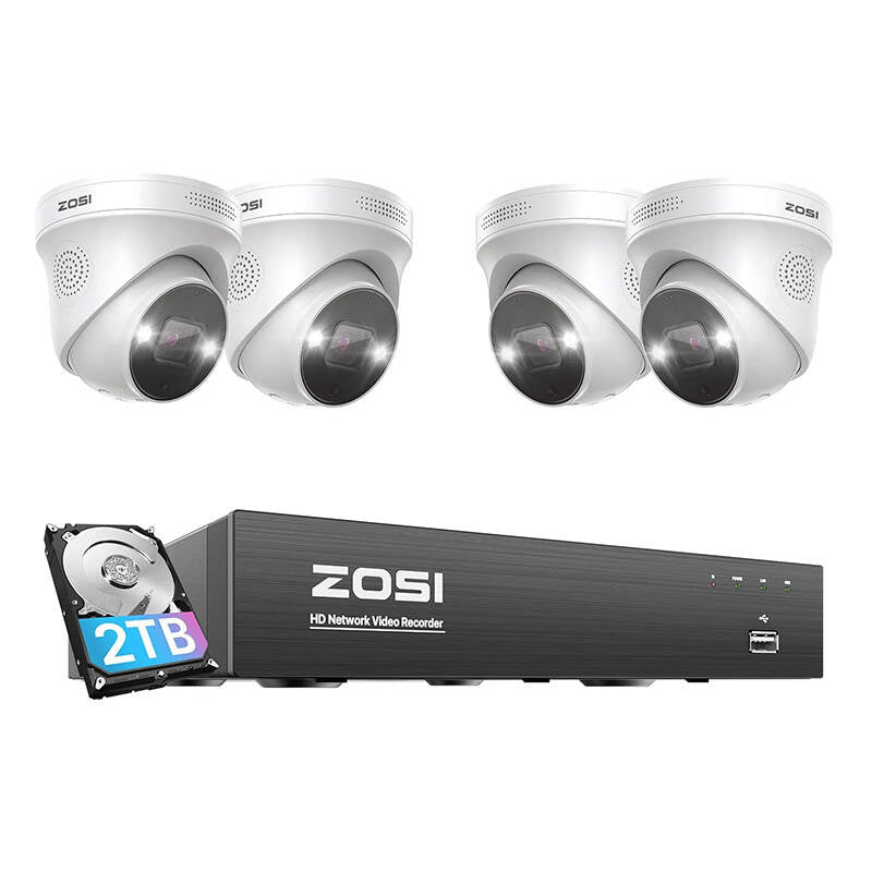IP-Kamera ZOSI C225 4 Stück WiFi 5MP + NVR 8ch + 2TB HDD