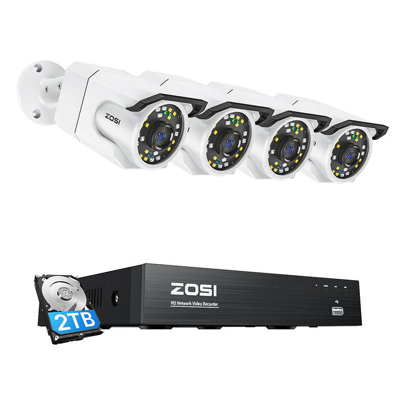 IP-Kamera ZOSI C105 4 Stück WiFi 8MP + NVR 8ch + 2TB HDD