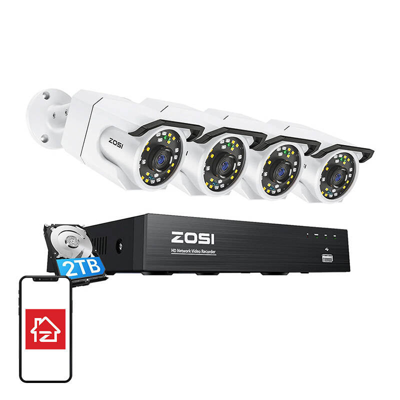 IP-Kamera ZOSI C105 4 Stück WiFi 8MP + NVR 8ch + 2TB HDD
