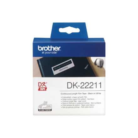 Brother | DK-22211 Continuous Length Paper Label | Black, White | DK | 29mm | 15.24 m