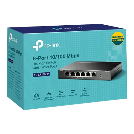 TP-LINK | Switch | TL-SF1006P | Unmanaged | Desktop | 10/100 Mbps (RJ-45) ports quantity 6 | PoE+ ports quantity 4 | Power supply type External