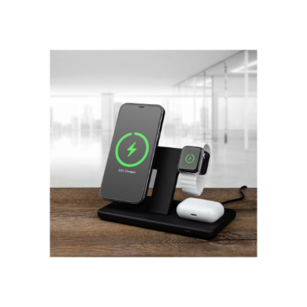 Fixed | MagPowerstation 3-in-1 wireless charging stand with MagSafe mount support | FIXMPOS-BK | Black