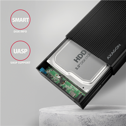 AXAGON Ribbed aluminum USB 3.2 Gen 1 - SATA 6G external box for 3.5" HDD | EE35-GTR